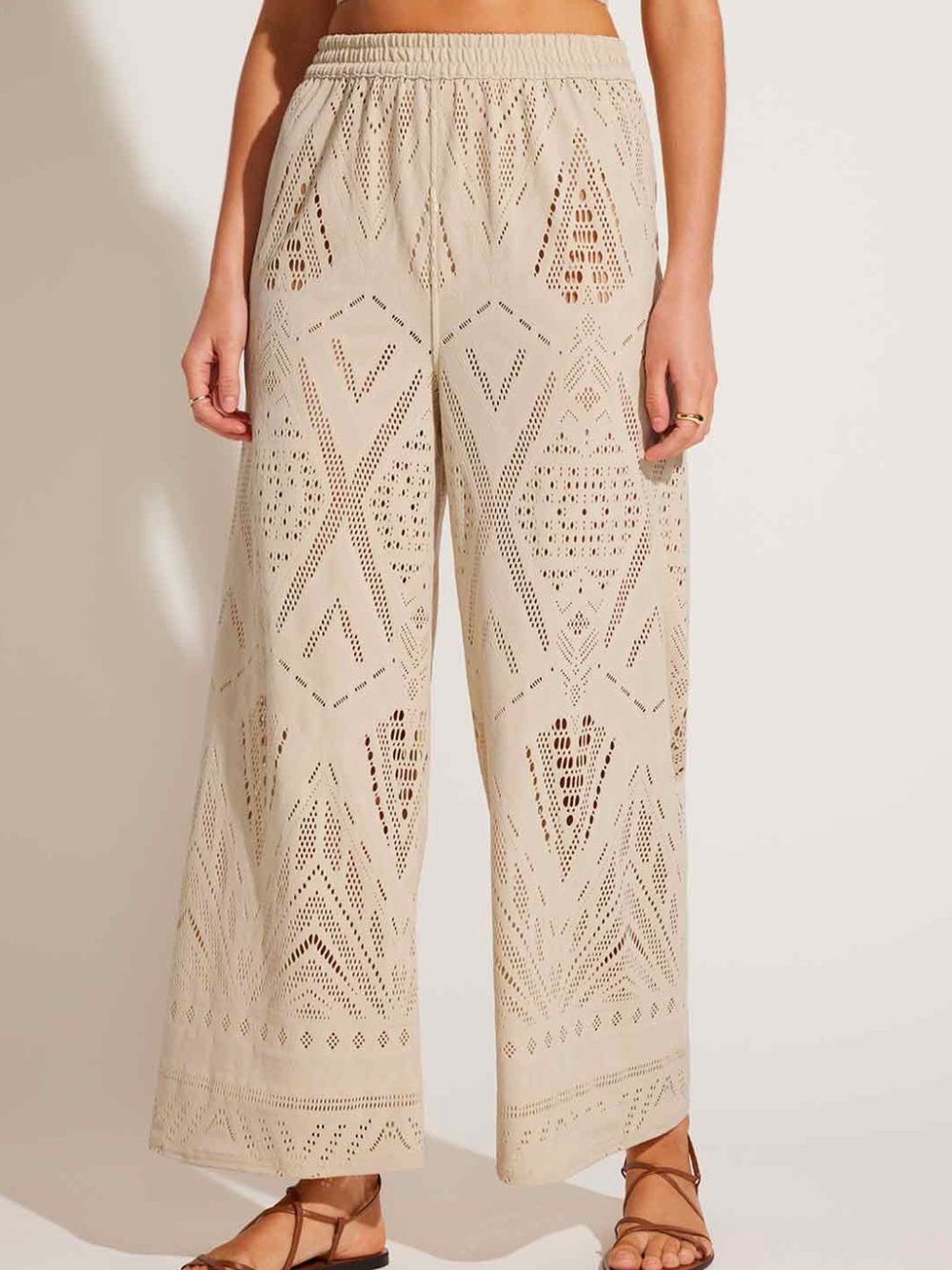VITAMIN A Wide-Leg Crochet Lace Pants